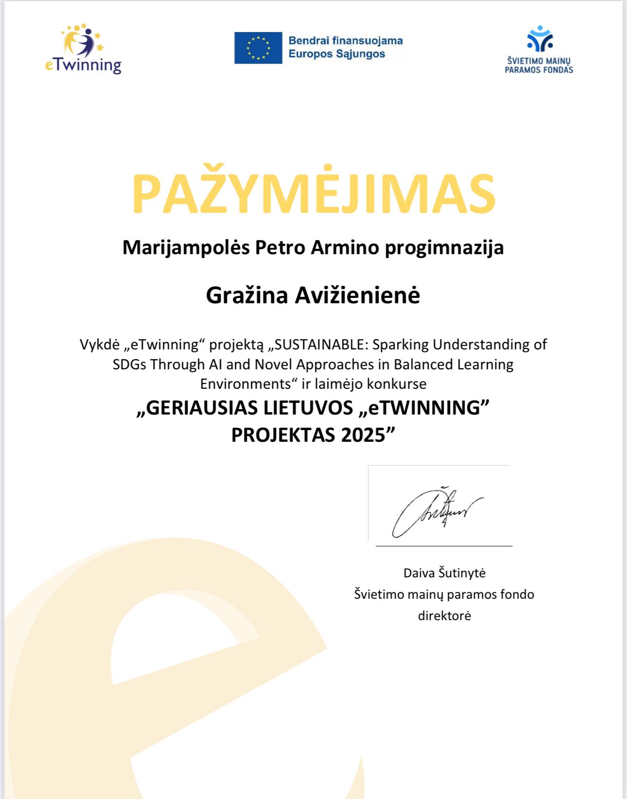 The best Lithuanian eTwinning project 2025 (12-15 years old category)